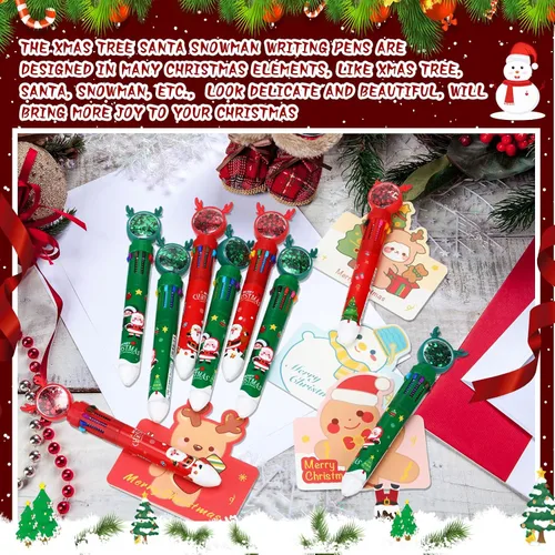 Miniatura 4 de Fulmoon Juego de 72 bolígrafos de Navidad, 10 en 1, multicolor, 6 colores, retráctil, regalo de felicitación de Navidad, árbol de Navidad, lindo
