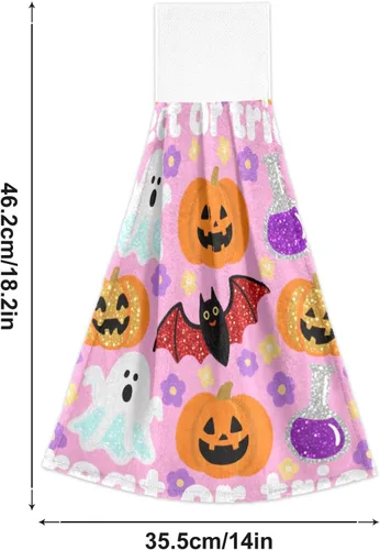 Miniatura 3 de Toalla de baño con diseño de acuarela, cara de perro, floral, lavanda, floral, calabaza, Halloween, juego de 2 toallas de Navidad para baño