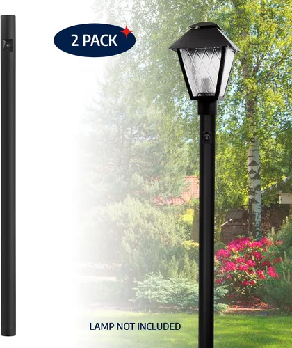 Miniatura 2 de Solus SP7-320NCA-BK-2PK Poste de lámpara de entierro directo para exteriores de 7 pies con sensor fotográfico del atardecer al amanecer, se adapta a