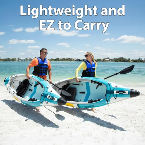 Miniatura 2 de Sea Eagle EZLITE 10 ultraligero, todo tejido, punto caído, rígido, alto rendimiento, fácil instalación, kayak inflable individual de 10 pies