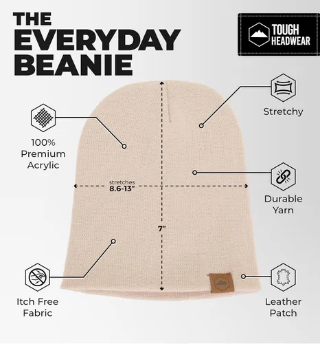 Miniatura 25 de Tough Headwear Daily Knit Beanie – Gorros para hombre – Sombreros de invierno para hombres y mujeres – Sombreros de punto cálidos para clima frío