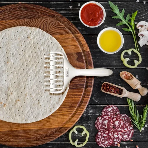 Miniatura 8 de Orblue Soporte para masa de pizza, rodillo para masa con espinas, herramienta de acoplamiento de pizza para cocina doméstica y comercial - Gris