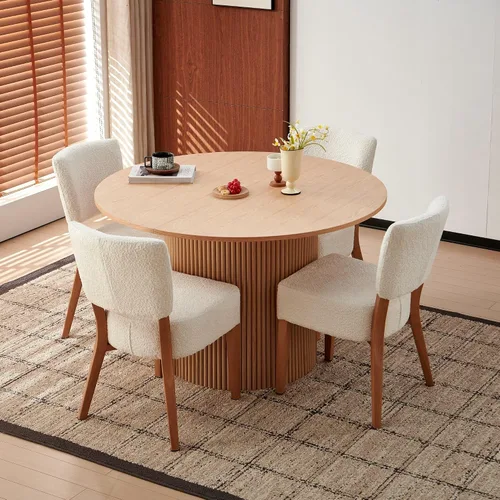 Miniatura 8 de Juego de 2 sillas de comedor tapizadas, modernas sillas de cocina apilables de tela de mediados de siglo con patas de metal de grano de madera