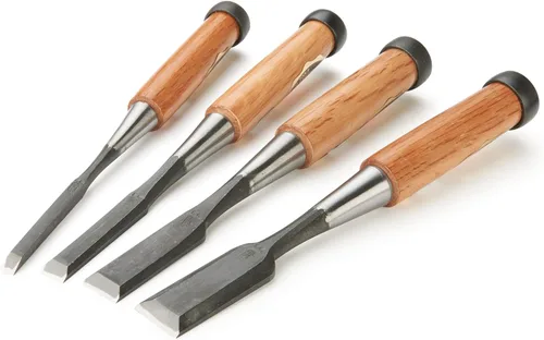Ioroi - Juego de 4 cinceles japoneses para banco (0.236 in, 0.472 in, 0.709 in, 0.945 in), hoja de acero de alto carbono, mango de madera, cinceles