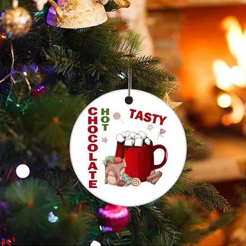 Miniatura 3 de Adornos para árbol de Navidad, barra de cacao caliente, adorno de Navidad, adorno de recuerdo, decoración del hogar, colgantes colgantes redondos