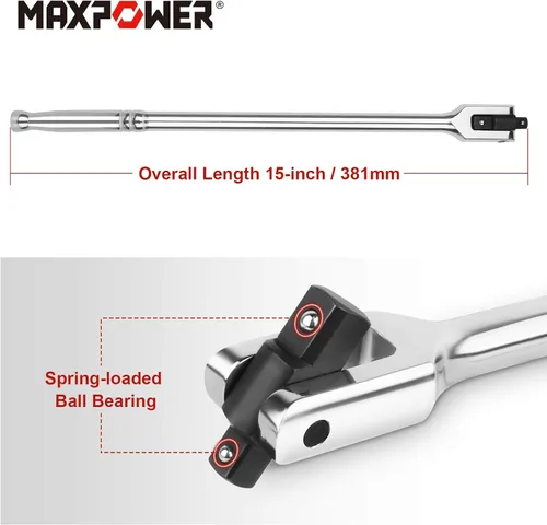 Miniatura 5 de MAXPOWER Barra de disyuntor de 15 pulgadas con mango flexible de 1/2 y 3/8 de transmisión
