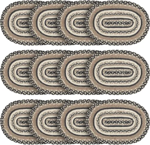 Miniatura 11 de VHC Brands Sawyer Mill, Dining Table Placemat, Braided Jute, Oval, Charcoal Creme, 10x15, 8 Pack 8 Pack
