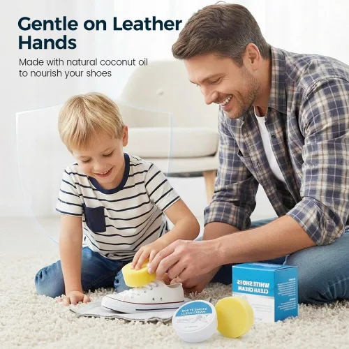 Miniatura 7 de Crema limpiadora de zapatos blanca, descontamina pasta sólida con esponja, limpiador multifuncional para zapatillas que elimina las manchas