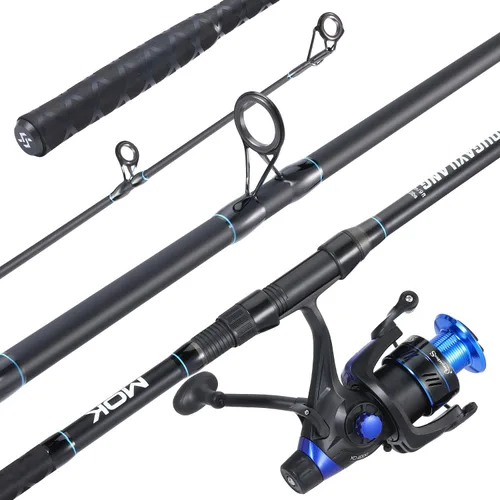 Miniatura 2 de Sougayilang Combo de Caña de Pesca de Surf Mediano/Pesado de 3 Piezas Baitfeeder Spinning Combo con Carrete de Tamaño 4000 para Viajes