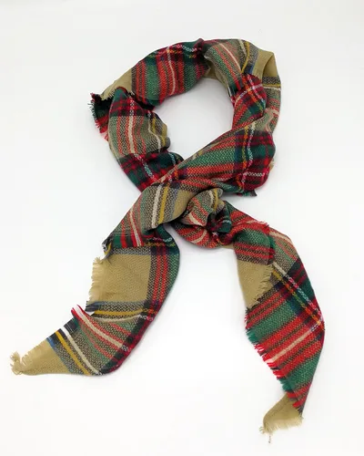 Miniatura 2 de Wander Agio - Bufanda envolvente con diseño a cuadros o triangular para mujer, para el invierno, cálida y larga, de punto, tacto de cachemira, chal