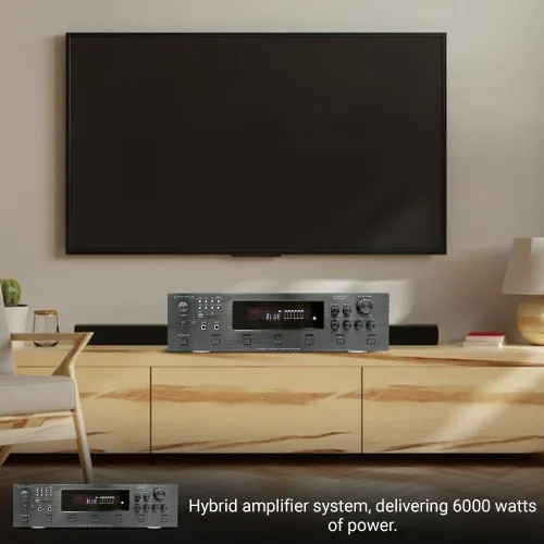 Miniatura 9 de Technical Pro Kit de sistema estéreo para el hogar, amplificador Bluetooth de 6 canales de 6000 vatios con 6 altavoces de techo enmarcados de 8