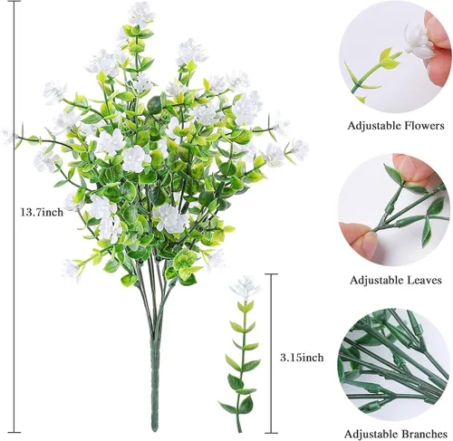 Miniatura 71 de AmyHomie 16 paquetes de flores artificiales de eucalipto negro para exteriores, resistentes a los rayos UV, flores sintéticas que no se decoloran