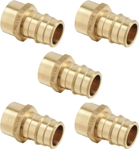 Miniatura 10 de Paquete de 2 accesorios de latón EFIELD Pex A de expansión de flujo completo de 1 pulgada x 1 pulgada, adaptador NPT hembra F1960 solo para tubería
