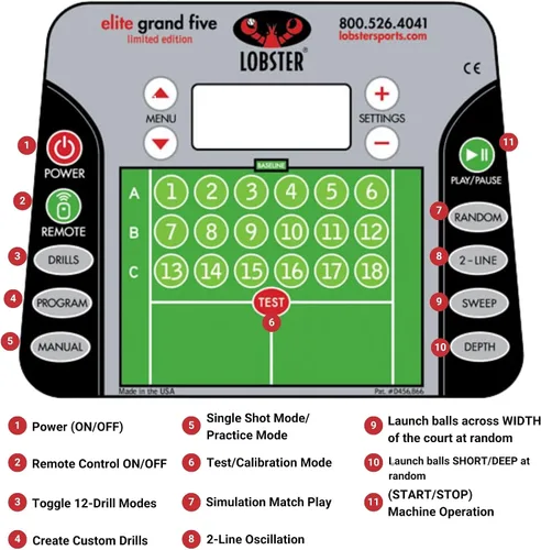 Miniatura 4 de Máquina de pelotas de tenis LOBSTER Sports Elite - Lanzador de pelotas de tenis auto portátil, con ejercicios precargados y personalizados, control