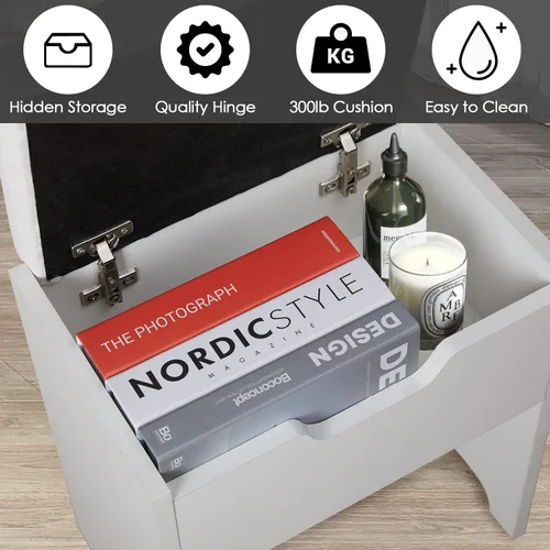 Miniatura 6 de Vabches Tocador de maquillaje con luces, Mesa tocador de maquillaje, Brillo ajustable, Cajón grande tocador resistente para dormitorio estudio