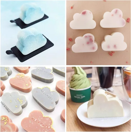 Miniatura 7 de Fewo Paquete de 2 moldes de silicona para magdalenas de nube, moldes de silicona para gelatina, jabón, cera de crayón, molde de bomba de baño