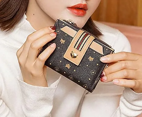Miniatura 7 de EUNI Carteras de piel sintética para mujer, carteras pequeñas, monederos con cremallera para mujer, portatarjetas de tarjetas de crédito, carteras