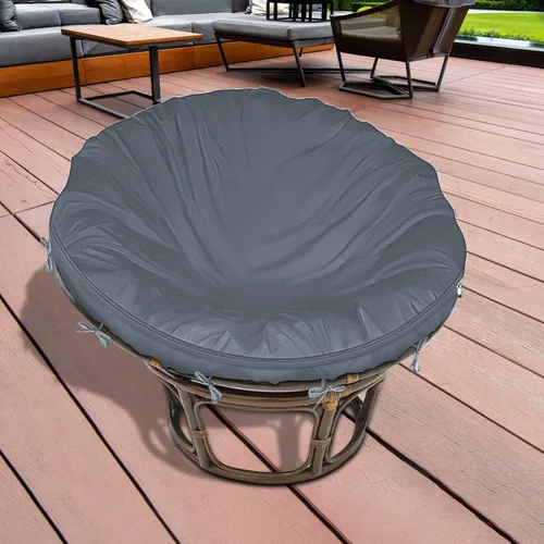Miniatura 7 de Funda de cojín Papasan impermeable solamente, (para fundas de cojín de silla Papasan de 47 a 55 pulgadas) diseño de cremallera gris para un fácil