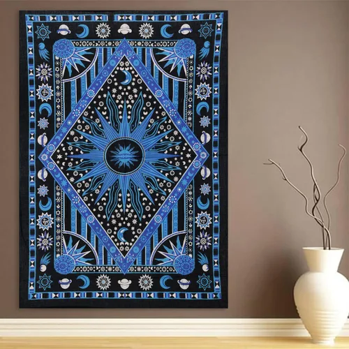 Miniatura 3 de THE ART BOX Tapiz de Mandala del Sol y la Luna del Zodiaco Estético – Colgante Celestial de Algodón para Pared, Decoración de Hogar Indie 77x102 cm