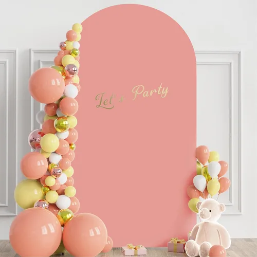 Miniatura 3 de Wokceer Cubierta de Telón de Fondo de Arco de Boda de 7.2 Pies Spandex Ajustada Cubiertas de Arco de Boda Parte Superior Redonda Arcos Chiara Rosa