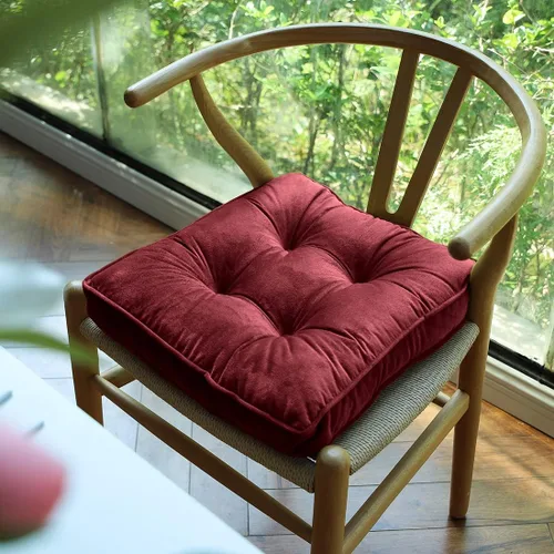 vctops Cojines de silla navideños rojos de terciopelo suave con lazos, cómodo cojín sólido para sillas de comedor, sillas de oficina, pisos de