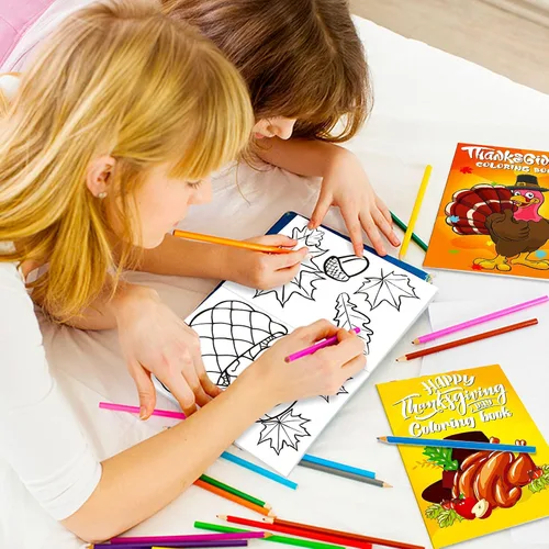Miniatura 3 de Omgouue 36 piezas de libros para colorear de Acción de Gracias para niños, lindo libro para colorear de Acción de Gracias para niños de todas