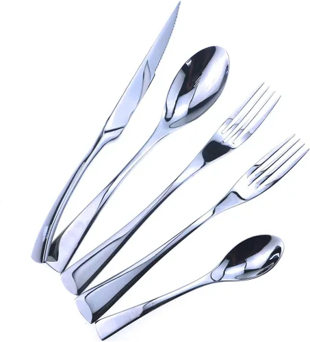 Miniatura 10 de Juego de cubiertos de lujo de 20 piezas, acero inoxidable 18/10, utensilios de cubiertos resistentes para 4, incluye cuchillo de carne, tenedor