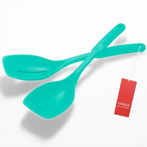 Miniatura 12 de Cuchara de cocina grande de silicona, juego de cuchara sólida antiadherente con tazón profundo y marca de medición para mezclar, servir, escurrir