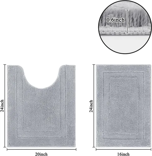Miniatura 2 de SHACOS Juego de alfombras pequeñas de baño de 2 piezas con tapetes de baño en forma de U, tapetes de inodoro de 16x24 + 20x24 pulgadas, tapetes