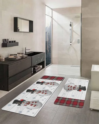 Miniatura 2 de Tapete de baño de Navidad para bañera, antideslizante, de secado rápido y absorbente, tierra de diatomeas, fregadero, dormitorio, cocina, lavable