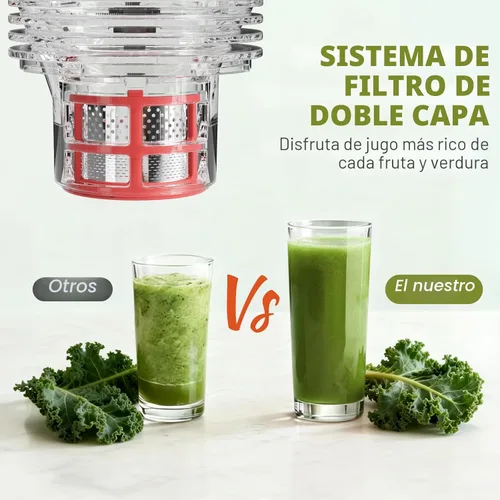 Miniatura 6 de Exprimidor de prensa en frío, máquina extractor de jugo de canal de alimentación de 5.5 pulgadas de ancho, exprimidor de masticación lenta