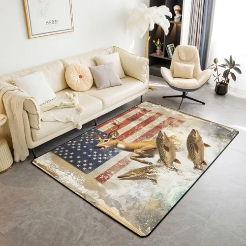 Miniatura 31 de Erosebridal American Flag Area Rugs 3x5 for Bedside Kitchen Army Green Camo Washable Rug Bear Claw Hunting Theme Decorative Accent Rug Camoflage
