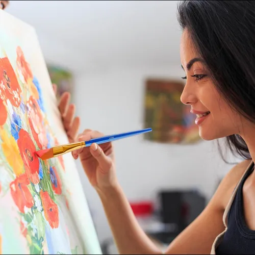 Miniatura 3 de Juego de 20 pinceles de pintura para aceite acrílico, acuarela, planos y redondos, para pintura lavable, pintura artística, pinceles pequeños a