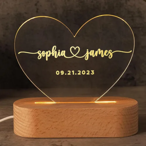 Miniatura 8 de Regalos personalizados para parejas, luz nocturna romántica, regalo de aniversario para ella, ideas de regalo para parejas en forma de corazón, 2