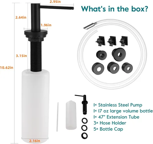 Miniatura 3 de Gappo Dispensador de jabón para fregadero de cocina, bomba de encimera de acero inoxidable dispensador de jabón integrado con tubo de extensión