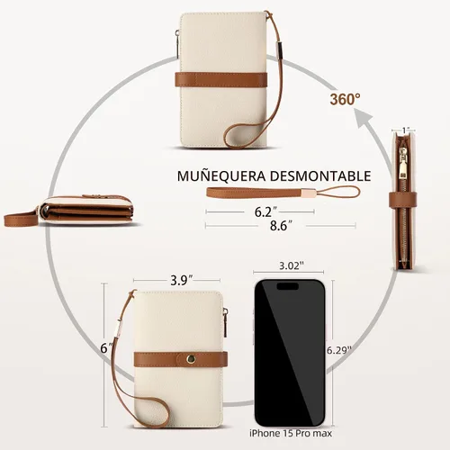 Miniatura 4 de Cartera pequeña para mujer, con bloqueo RFID, de piel vegana, delgada, plegable, para tarjetas de crédito, portapasaporte, cartera de viaje
