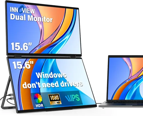 Miniatura 11 de InnoView Monitor Portátil Dual 4K de 15.6 pulgadas 3840x2160P 100% sRGB Owl Eye Vision - Diseño Plegable con Ajuste de Pantalla de 315°, Soporte