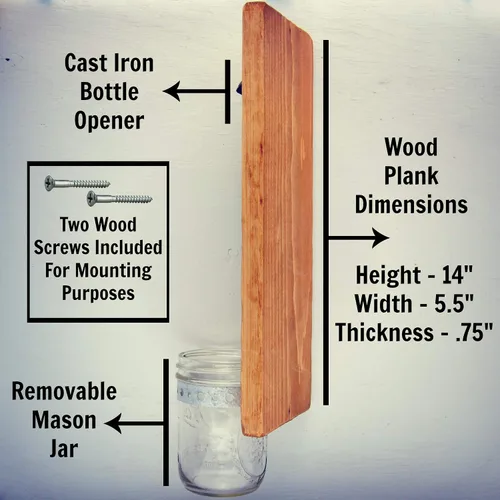 Miniatura 3 de Abridor de botellas de esquí, tablero de madera de montaje en pared con tapa extraíble y abridor de hierro fundido, regalo de esquiador rústico
