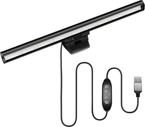 Barra de luz para monitor de laptop, lámpara LED de lectura electrónica USB, 3 temperaturas de color ajustables, 10 niveles de brillo de atenuación,