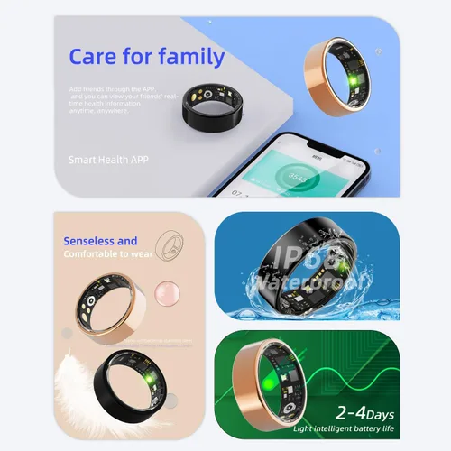 Miniatura 5 de Smart Health Ring for Women Men Fitness Tracke IP68 Waterproof Fitness Ring with Heart Rate/Blood Pressure/Blood Oxygen/Sleep Tracker/Step/Calories