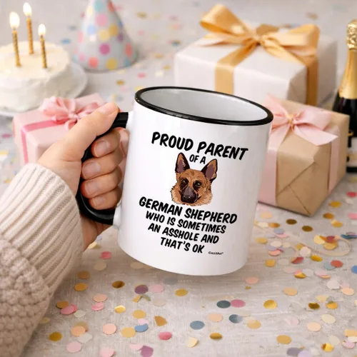 Miniatura 8 de Casitika Regalos de pastor alemán. Taza de café Shepard de 11 onzas. Orgulloso padre de un pastor alemán que a veces es un agujero y está bien.