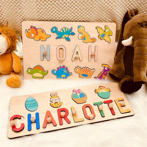 Miniatura 3 de Rompecabezas de madera con nombre personalizado para niños, regalos de Pascua personalizados para bebés, regalos de primer cumpleaños, juguetes