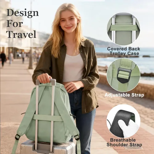 Miniatura 5 de weradar Mochila escolar simple para hombres y mujeres, bolsa impermeable para adolescentes, niñas, niños, mochila ligera e informal, mochila azul