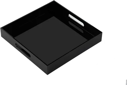 Miniatura 20 de KEVLANG - Bandeja de servir transparente y resistente de acrílico con asas - 12x16 pulgadas - Para servir café, aperitivos, desayuno, mayordomo