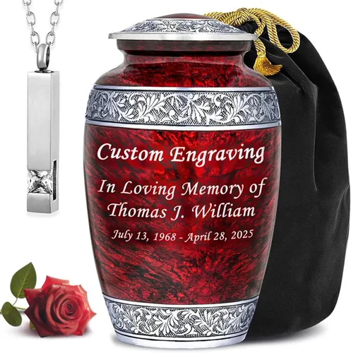 Miniatura 24 de Personalized Custom American Eagle Urn Set of 6 - Hand-Engraved Black Eagle Urns for Human Ashes Adult Female & Male, Includes 1 Large Adult Urn