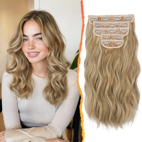 Miniatura 25 de BARSDAR Extensiones de cabello ondulado con clip, color marrón chocolate oscuro, extensiones de cabello con clip de 20 pulgadas para mujer, 5 piezas