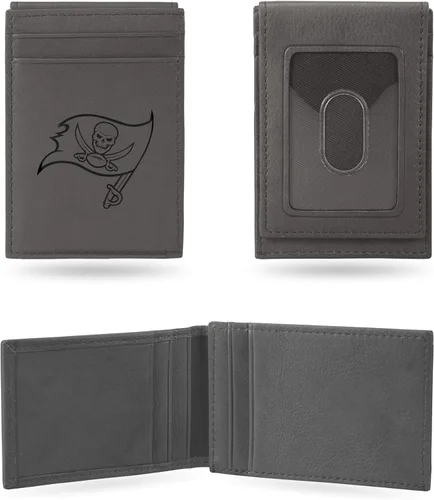 Miniatura 16 de Rico Industries - Cartera de bolsillo frontal con grabado láser NFL de fútbol, gris, compacta/cómoda/delgada