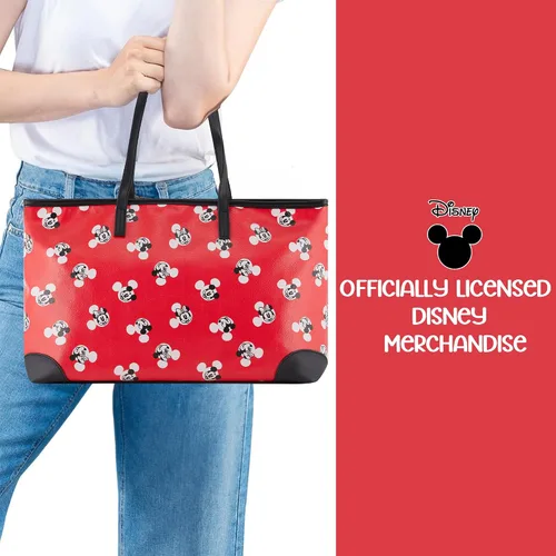 Miniatura 7 de Disney Bolsa de mano de Mickey y Minnie Bolso de mano para niñas, niños, adolescentes, adultos Mickey y Minnie Mouse de piel sintética sintética