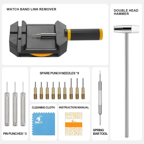 Miniatura 6 de JOREST Kit de extracción de eslabones de reloj, herramienta de cambio de tamaño para ajuste y reemplazo de pulsera, removedor de pasadores