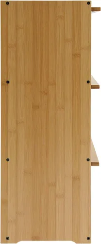 Miniatura 8 de Armario de almacenamiento de bambú de 3 niveles, aparador de encimera de despensa de cocina con estante organizador de puerta abatible